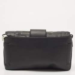 Fendi Black Zucca Embossed Leather Baguette Convertible Bag