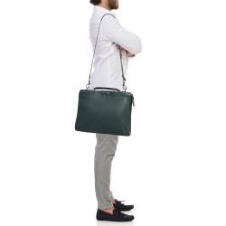 Fendi Dark Green Selleria Leather Peekaboo Fit Briefcase