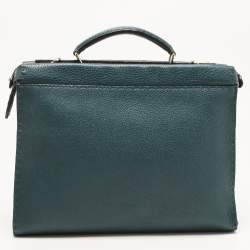 Fendi Dark Green Selleria Leather Peekaboo Fit Briefcase