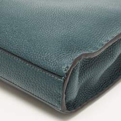 Fendi Dark Green Selleria Leather Peekaboo Fit Briefcase