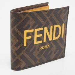 Fendi Brown/Yellow Zucca Canvas Bifold Wallet 