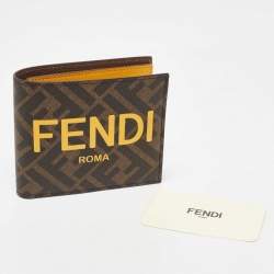 Fendi Brown/Yellow Zucca Canvas Bifold Wallet 