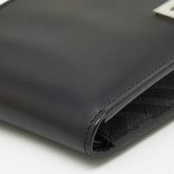 Pre Owned Fendi Black Leather and Coated Canvas Bifold Wallet