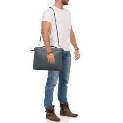 Fendi Grey Romano Selleria Leather Peekaboo ISeeU Briefcase 