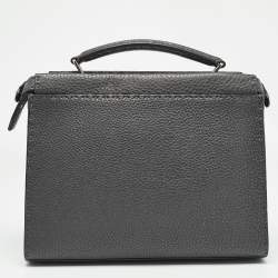 Pre Owned Fendi Grey Selleria Leather Mini Fit Top Handle Bag