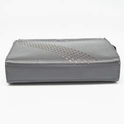 Pre Owned Fendi Grey Selleria Leather Mini Fit Top Handle Bag