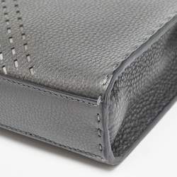 Pre Owned Fendi Grey Selleria Leather Mini Fit Top Handle Bag