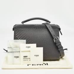 Pre Owned Fendi Grey Selleria Leather Mini Fit Top Handle Bag