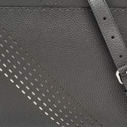 Pre Owned Fendi Grey Selleria Leather Mini Fit Top Handle Bag