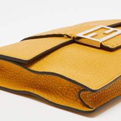 Fendi Yellow Selleria Leather Flat Baguette Messenger Bag