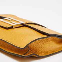 Fendi Yellow Selleria Leather Flat Baguette Messenger Bag