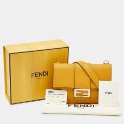 Fendi Yellow Selleria Leather Flat Baguette Messenger Bag
