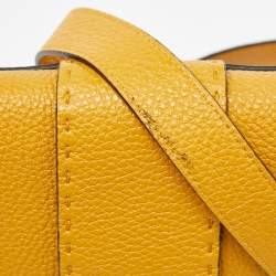 Fendi Yellow Selleria Leather Flat Baguette Messenger Bag