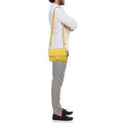 Fendi Yellow Selleria Leather Flat Baguette Messenger Bag