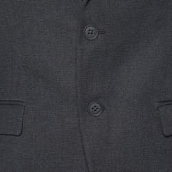 Pre Owned Fendi Dark Grey Wool Blend Contrast Trim Blazer L