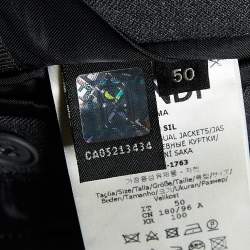 Pre Owned Fendi Dark Grey Wool Blend Contrast Trim Blazer L