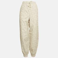 Fendi X Skims Cream/Green Logo Monogram Synthetic Joggers M