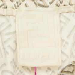 Fendi X Skims Cream/Green Logo Monogram Synthetic Joggers M