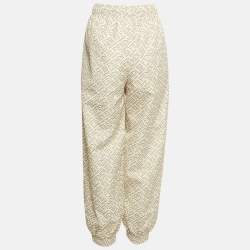 Fendi X Skims Cream/Green Logo Monogram Synthetic Joggers M