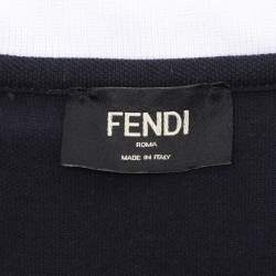 Pre Owned Fendi Navy Blue Cotton Knit Long Sleeve Polo Shirt M