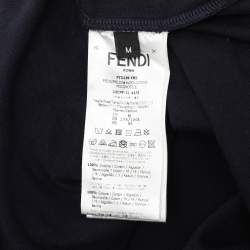 Pre Owned Fendi Navy Blue Cotton Knit Long Sleeve Polo Shirt M