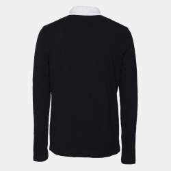Pre Owned Fendi Navy Blue Cotton Knit Long Sleeve Polo Shirt M