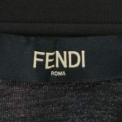 مملوكة مسبقًا Fendi Black Logo Embroidered Cotton Half Sleeve T-Shirt XL