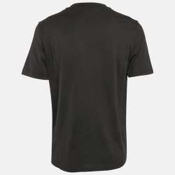 مملوكة مسبقًا Fendi Black Logo Embroidered Cotton Half Sleeve T-Shirt XL