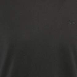 مملوكة مسبقًا Fendi Black Logo Embroidered Cotton Half Sleeve T-Shirt XL