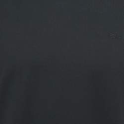 Fendi Black Logo Embroidered Cotton Crew Neck T-Shirt L