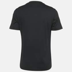 Fendi Black Logo Embroidered Cotton Crew Neck T-Shirt L