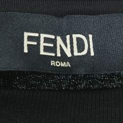 Fendi Black Logo Embroidery Cotton Crew Neck Divisa T-Shirt XL