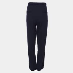 Fendi Navy Blue Cotton Knit FF Block Embossed Trousers XXL