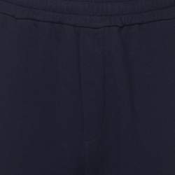 Fendi Navy Blue Cotton Knit FF Block Embossed Trousers XXL