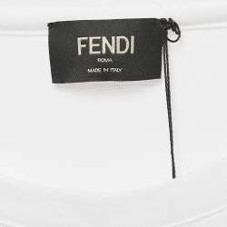 مملوكة مسبقًا Fendi White FF Logo Applique Cotton T-Shirt XL