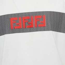 مملوكة مسبقًا Fendi White FF Logo Applique Cotton T-Shirt XL