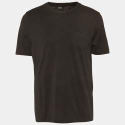 Pre Owned تي شيرت فندي جيرسي أسود بتفاصيل الشعار مقاس كبير جداً