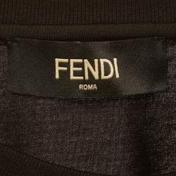 Pre Owned Fendi Black Jersey Logo Detail T-Shirt XL