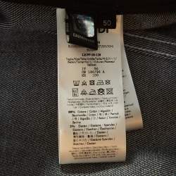 Pre Owned Fendi Navy Blue Denim & Latex Embossed Logo Detail Jacket L