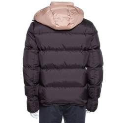 Fendi Black Synthetic Logo Printed Hoodie Puffer Jacket XL