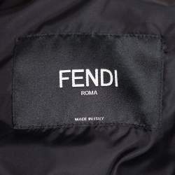 Fendi Black Synthetic Logo Printed Hoodie Puffer Jacket XL