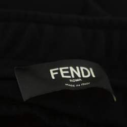 Pre Owned Fendi Black Knit Logo Printed Paneled Joggers L