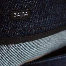 Fendi Navy Blue Denim Camo Pocket Detail Tapered Jeans XS