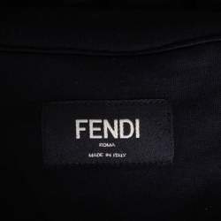 Pre Owned تي شيرت بكم قصيرفندي قطن أسود مزخرف شعار الماركة مقاس صغير ( سمول )