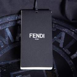 Pre Owned تي شيرت بكم قصيرفندي قطن أسود مزخرف شعار الماركة مقاس صغير ( سمول )