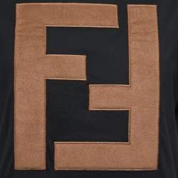 مملوكة مسبقًا Fendi Black Cotton FF Applique T-Shirt M