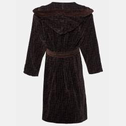 Fendi Brown Zucca Monogram Terry Belted Bathrobe L