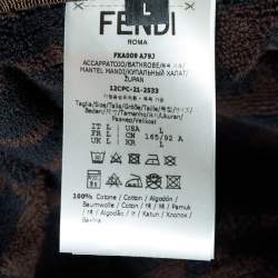 Fendi Brown Zucca Monogram Terry Belted Bathrobe L
