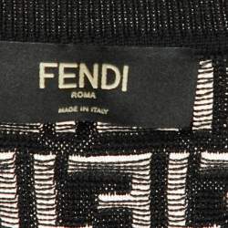 Fendi Black Monogram Wool Sheer Detail Jumper S