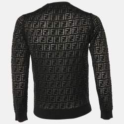 Fendi Black Monogram Wool Sheer Detail Jumper S